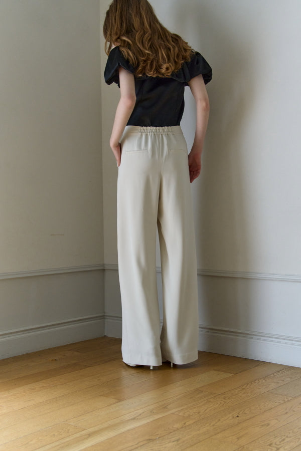Inverted Tuck Flow Wide Pants <br> -Off / 2size-