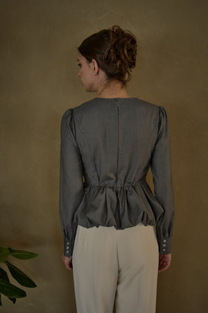 Bloom Pepulum Top <br> -Gray-