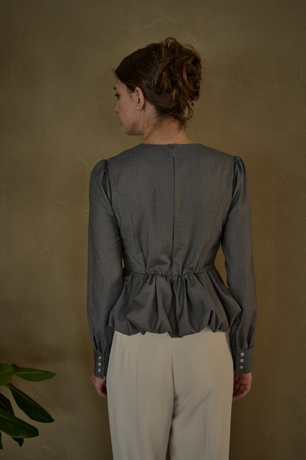 Bloom Pepulum Top <br> -Gray-