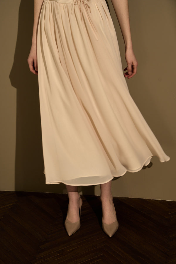 Asymmetric Off-Shoulder Drape One Piece<br> -Ecru-