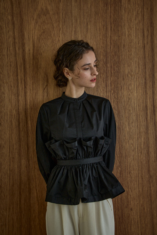 Raffle Peplum Top -Black- – ERADIE