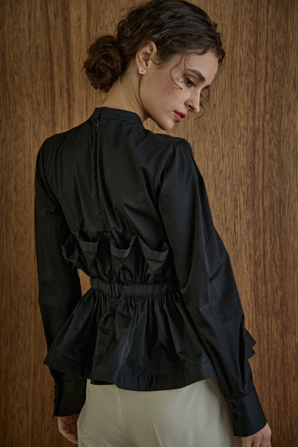 Raffle Peplum Top -Black- – ERADIE