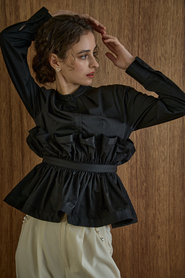 Raffle Peplum Top -Black- – ERADIE