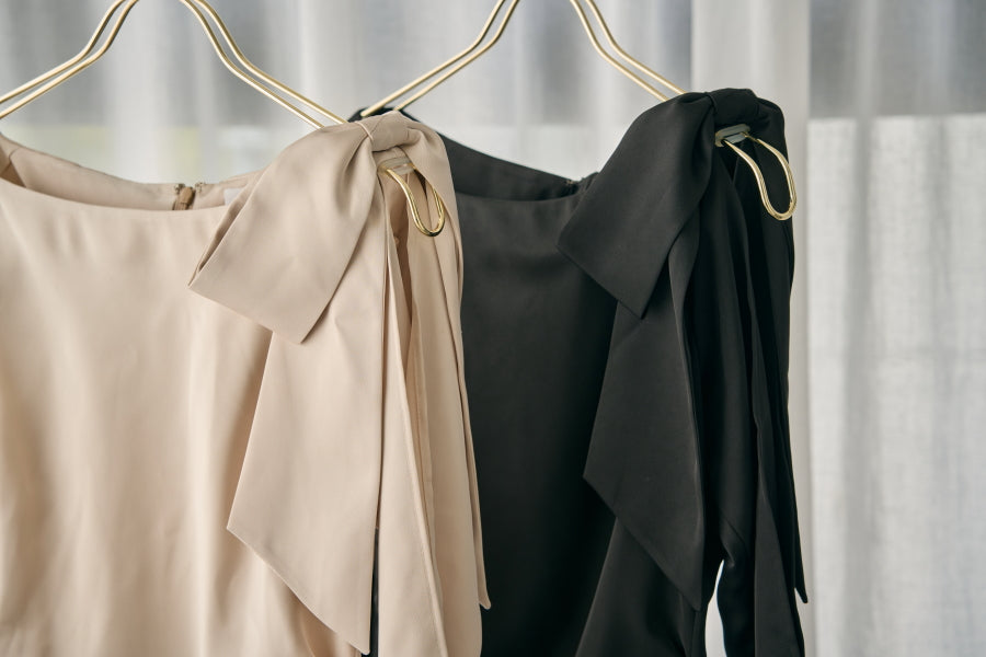 ERADIE ショルダーリボンサテンドレープワンピース Shoulder Ribbon Satin Drape one piece ショルダーリボンサテン