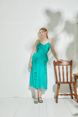 Raffle Shifon one-piece <br> -Turquoise-
