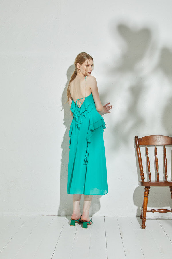 Raffle Shifon one-piece <br> -Turquoise-