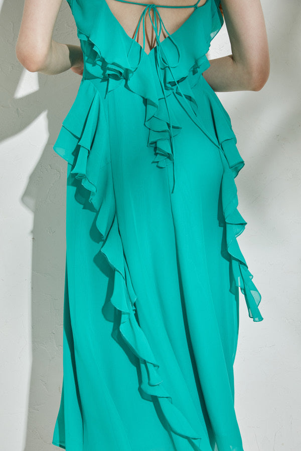 Raffle Shifon one-piece <br> -Turquoise-