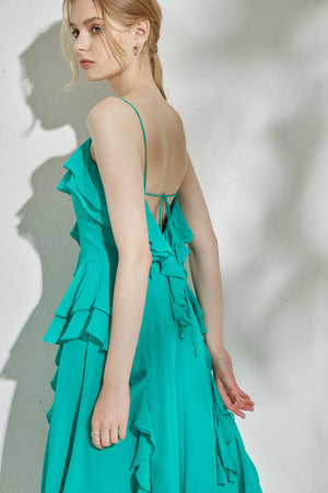 Raffle Shifon one-piece <br> -Turquoise-