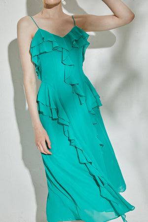 Raffle Shifon one-piece <br> -Turquoise-