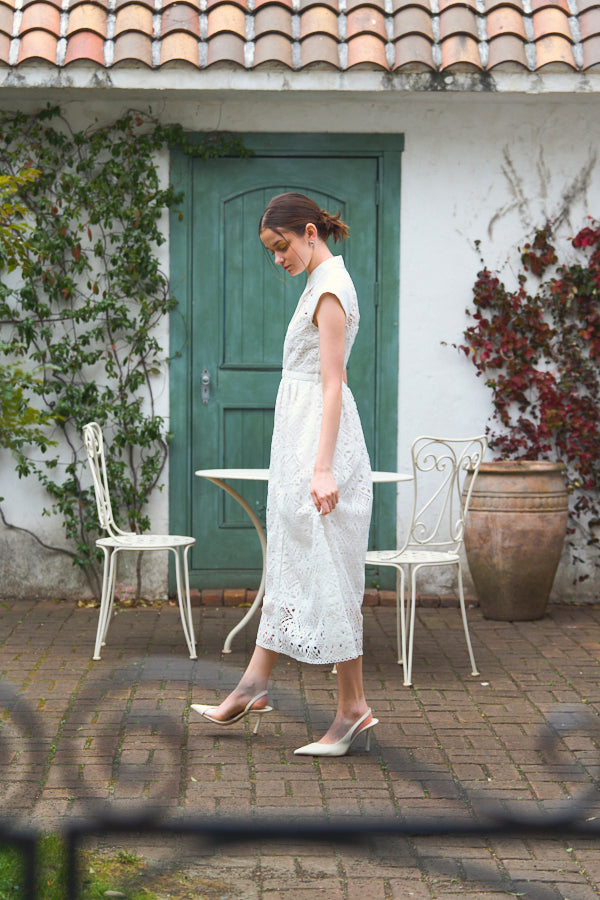 ERADIE エラディエフレンチケミカルレースシャツドレス白